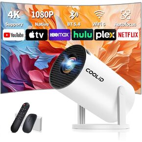Mini Projector, Support 4K 1080P Portable Projector with Dual Band WiFi6 5G and Bluetooth 5.4, 270° Rotatable, Auto Keystone Correction, 35"-100" Video Projecto Compatible with HDMI/USB/Phone - White