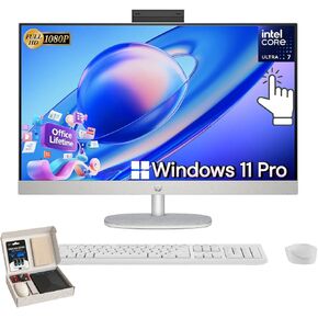 HP All-in-One 27" Touchscreen Desktop Computer - Windows 11 Pro, 27 inch FHD IPS LED Touch Display, Intel 12-Core Ultra 7-155U, Adjustable Height, WiFi 6, HD Webcam, 16 GB DDR5 RAM | 1 TB SSD