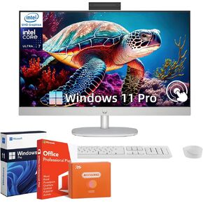HP All-in-One Desktop Computer, 27" FHD Touch Screen, Intel Ultra 7 155U (Up to 4.8 GHz), Intel Graphics, 64GB DDR5, 2TB SSD, Wireless KB & Mouse, Windows 11 Pro & Office Lifetime, w/RH-Accessories