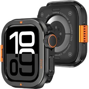 Amizee Metal Case متوافق مع Apple Watch Ultra 2/Ultra 49mm مع الغطاء الخلفي ، وغطاء الوفير الوعرة لـ IWatch 49mm ، التيتانيوم