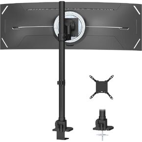 Heavy Duty Monitor-Arm Ultrawide for 24-57’’ - Extra Tall Aluminum Single Monitor Mount Holds up to 59.4 lbs, Adjustable Desk Mount Stand, VESA 75/100/200 mm, Black