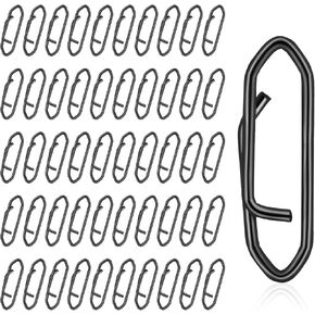 50 Pack Fishing Power Clips Black Tackle Clips Stainless Steel Power Speed Clip High Strength Fishing Snap Swivels Speed Clip for Lure, Freshwater Saltwater Quick Snap Connector Tackle