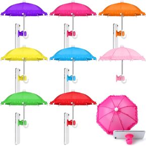 8 Sets Phone Umbrella for Sun Phone Umbrella Cell UV Protection Adjustable Sunshade with Hand Style Suction Cup Outdoor Sun Shield Sunshade for Summer Beach Holiday (Lovely)
