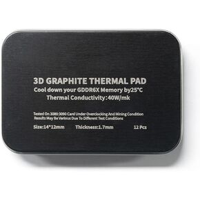 12pcs 40W/M. 3D Graphite Thermal Pad RTX 3090/3080 بطاقة رسومات الشحوم الحرارية للذاكرة IC التبريد GDDR 6x VRAM Graphene التبريد (12x14x1.2mm)