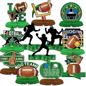 12 Pieces Football Party Decorations Football Table Centerpiece Football Silhouette Centerpieces Football Honeycomb Centerpieces Football Party Centerpiece for Sports Football Theme Party Supplies