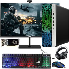 HP G3 Gaming Desktop PC, Intel Core i7 6th Gen, GT 1030 Graphics, 16GB RAM, 240GB SSD | 2TB HDD, RGB Keyboard Mouse, RGB Headphone, Webcam, New Dual MTG 24 inch Monitor Windows 11 Pro (Renewed)