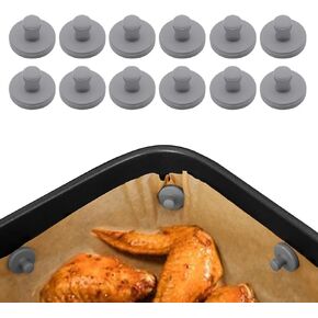 12Pcs Air Fryer Magnets Silicone Buckle for Parchment Paper Liners,Heat-Resistant,Holds Disposable Liner Safely,Prevent Covering Food & Burning,Durable Air Fryer Accessories,Easy Install with Handles
