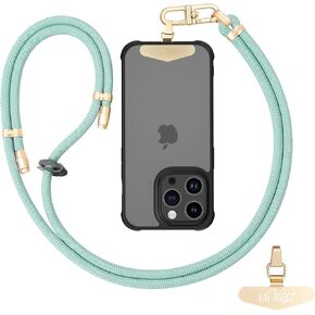 حبل قابل للتكيف مضاد للسرقة -حبل رقبة و Crossbody مع مقطع معدني آمن للهواتف الذكية (أسود)