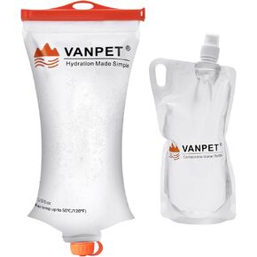 2L&1L Water Bag Compatible with Sawyer Squeeze Water Filter, Durable TPU Material, BPA & PVC Free Squeeze Pouch, Collapsible Hydration Canteens for Camping Hiking Cycling