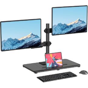 Pholiten Adjustable Dual Monitor Arms with Gas Spring for 17-32 inch Screens,Pneumatic Dual VESA Monitor Mount with Base,Freestanding Full Motion Dual Monitor Desk Stand Holds up to 22 lbs Each. ﻿