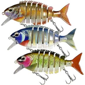 3PC Swimbait Lure - Realistic Fishing Bait for Bass, Salmon in Fresh & Saltwater | ABS & Steel Construction