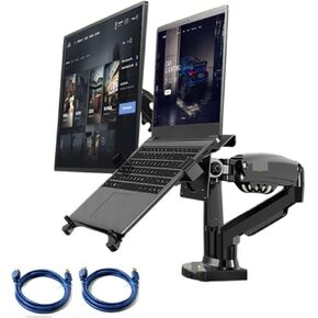 F160 10-17.3" Laptop Mount 360 Rotate 10"-27" Air Press Full Motion Gas Strut LCD Tv Table Screen Stand Monitor(with USB Cable)