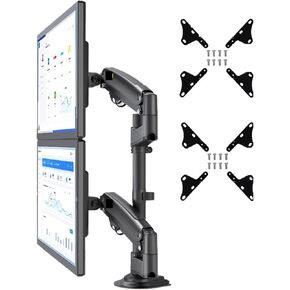 H180 22"-32" Double Monitor Desk Holder Arm Gas Spring Full Motion LCD TV Mount 2-12kg Dual Arm Clamp Bracket(with 200x100)