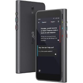 Timekettle Fluentalk New T1 Translator Device يدعم 40 لغة ، 31+ أزواج لغة غير متصلة بالإنترنت ، ترجمة الصور ، لا حاجة إلى WiFi ، بيانات عالمية لمدة عامين ، شاشة عالية الدقة للسفر