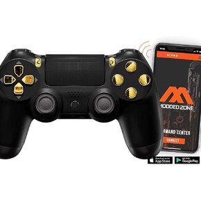 MODDEDZONE Black/Gold PRO Smart Rapid Fire Modded Controller compatible with PS4 Mods for FPS All Major Shooter Games Warzone & More (CUH-ZCT2U)