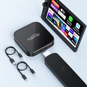 Car TV Mate Max with Wireless CarPlay and Android Auto Adapter, Fire TV Stick Converter for Car, 3 in 1 HD HDMl Multimedia Adapter Cast Video/Game to Cars for Wired CarPlay and Most Streaming Devices