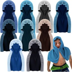 Coume 9 Pack Cooling Hoodie Towels for Neck and Face Absorbent Quick-Drying Instant Cooling Towels UV Protection Neck Wraps Soft Breathable Towel for Sport Workout Gym