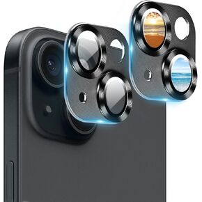 Camera Lens Protector (2 Pack) for iPhone 14 Pro and iPhone 14 Pro Max Camera Lens Cover Protection, 9H Tempered Glass Metal Frame Case Friendly, CD Texture Anti-scratch (Dark Purple)