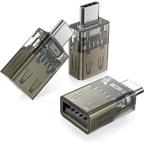 Basesailor USB C to Flash Drive Adapter 3Pack,Transparent USBC Male to USB 3.0 Female Adapter,Type C Thunderbolt 4 OTG Converter for Thumb Drive,Apple MacBook Air,Mouse,Keyboard,iPhone 16,Samsung S25