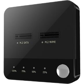 M.2 NVME/SATA Duplicator M.2 NVME/SATA SSD Cloner Dual-Bay Offline Clone -Free M.2 SSD Enclosure M.2 USB C Adapter Write/Read with PC Plug and Play