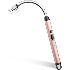 Electric Candle Lighter, Safty Lock, USB Type-C Port, Rechargeable Lighter, Windproof Flameless, Led Display, for Home Kitchen (Rose Gold)