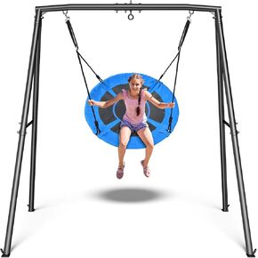 Trekassy Saucer Swing with Frame for Kids Outdoor, 440lbs Heavy Duty Metal Swing Sets for Backyard with Swing Stand