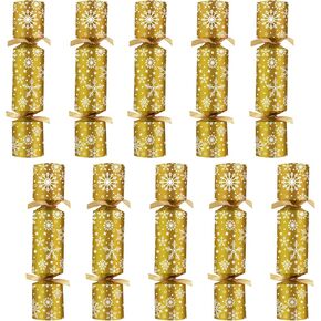 10 قطع من هدايا حفلات الكريسماس، هدايا طاولة بدون كبس مع جوائز هدايا نكتة للاطفال والكبار، لوازم الحفلات وديكورات العشاء، العاب العطلات الانجليزية البريطانية بنمط ندفة الثلج الذهبية in Kuwait