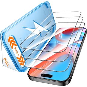 Mkeke for iPhone 16 Pro Max Screen Protector 3 Pack [9H+ Tempered Glass] [15FT Military-Grade Drop Protection] Shockproof Full Edge Coverage 2024