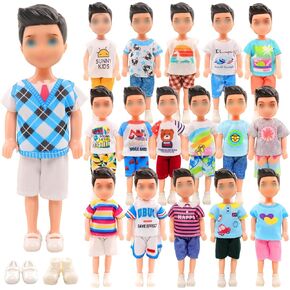 Miunana 12 PCS 5.3 Inch Chelsea Boy Doll Clothes for 6 Inch Boy Doll Top and Pants Handmade Casual Wear 10 Sets Fashion Outfit for 4-6 Inch Mini Boy Doll Clothes and Accessories with 2 Pairs of Shoes