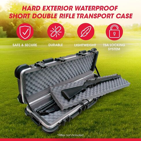 SKB Cases 2SKB-4009 Hard Exterior ATA 300 Category 1 Waterproof Short Double Rifle Transport Case, Black in Saudi Arabia