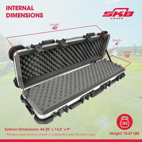 SKB Cases 2SKB-4009 Hard Exterior ATA 300 Category 1 Waterproof Short Double Rifle Transport Case, Black in Saudi Arabia