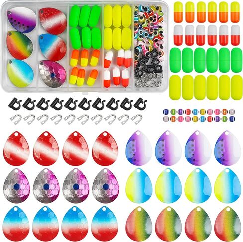 مجموعة صنع أدوات صيد الأسماك الدوارة، 231 قطعة من ملحقات الصيد DIY لأدوات الصيد الدوارة لمعدات الصيد الزاحفة، شفرات دوارة تطفو على شكل خطافات خرز in Saudi Arabia