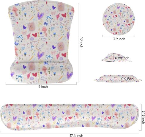 AUPET Mouse Pad Keyboard Wrist Rest Set,Ergonomic Memory Foam Mouse Pads Wrist Support Set,Non-Slip Base, Smooth Surface, Pain Relief for Gaming,Office (Pressed Flower Art) in Kuwait