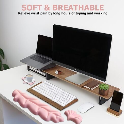 راحة معصم لوحة المفاتيح المريحة ، وورقة PU Leather Memory Foam Foam Support للوحة مفاتيح الكمبيوتر ، وسادة لوحة المفاتيح ، ووسادة معصم الماوس اللطيفة للألعاب ، والمكتب ، والكمبيوتر ، وتخفيف الآلام ، والباستيل الأخضر in Kuwait