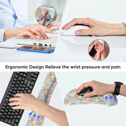 AUPET Mouse Pad Keyboard Wrist Rest Set,Ergonomic Memory Foam Mouse Pads Wrist Support Set,Non-Slip Base, Smooth Surface, Pain Relief for Gaming,Office (Cute Cats with Bow) in Saudi Arabia