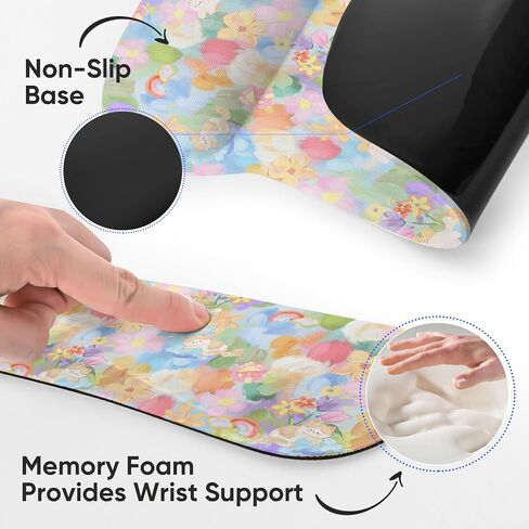 AUPET Mouse Pad Keyboard Wrist Rest Set,Ergonomic Memory Foam Mouse Pads Wrist Support Set,Non-Slip Base, Smooth Surface, Pain Relief for Gaming,Office (Cute Cats with Bow) in Saudi Arabia