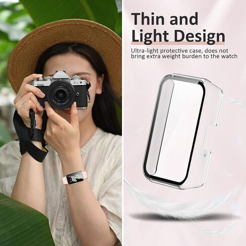 Meliya 2-Pack for Samsung Galaxy Fit 3 Screen Protector Case, Full Protective Tempered Glass Screen Protector Cover Case for Samsung Galaxy Fit 3 Smartwatch for Women Men (Black/Black) in Saudi Arabia