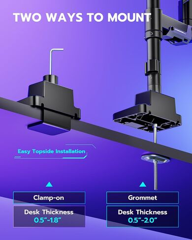 ARES WING Single Monitor Mount, Ultrawide Monitor Arm for 24 to 57 Inch Heavy Duty Curved Screen, Adjustable Gas Spring Monitors Arm Stand up to 66LBS with 75/100/200 Vesa Mount, Black in Saudi Arabia