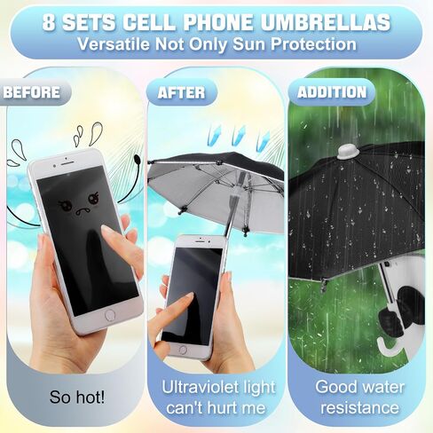 8 Sets Phone Umbrella for Sun Phone Umbrella Cell UV Protection Adjustable Sunshade with Hand Style Suction Cup Outdoor Sun Shield Sunshade for Summer Beach Holiday (Lovely) in Saudi Arabia