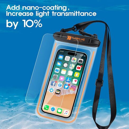 Waterproof Phone Pouch with Glow strips Waterproof Phone Case for iPhone 16 15 14 13 Pro Max, IPX8 Cellphone Dry Bag Adjustable strap Beach Cruise Ship Essentials 2Pack-8.5" Orange and Green in Saudi Arabia