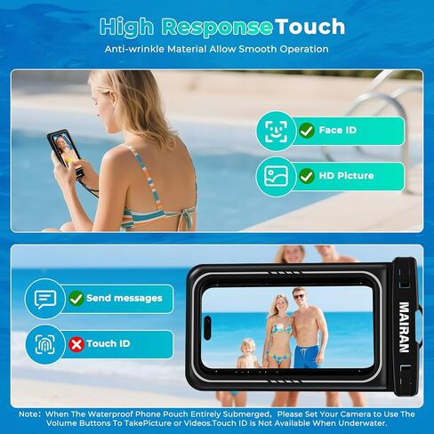 Mairan Floating Pouchproof Phone Pouch 2Pack ، IPX8 Floatable IPX8 مقاوم للماء Case 8.0 "لـ iPhone 16 15 Pro Max Samsung S25 ، أكياس جافة للهاتف المحمول لقضاء العطلات على شاطئ البحر كاياك كروز سفر سفر in Kuwait