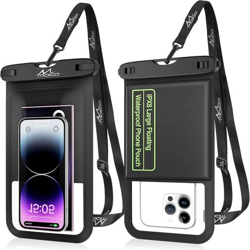 MoKo Floating Waterproof Phone Pouch - 9.5" Large Clear Phone Water Protector Pouch Dry Bag Case with Lanyard, Compatible for iPhone 14 13 12 Pro Max, Galaxy S23 S22 Ultra in Saudi Arabia