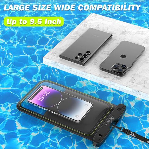 MoKo Floating Waterproof Phone Pouch - 9.5" Large Clear Phone Water Protector Pouch Dry Bag Case with Lanyard, Compatible for iPhone 14 13 12 Pro Max, Galaxy S23 S22 Ultra in Saudi Arabia