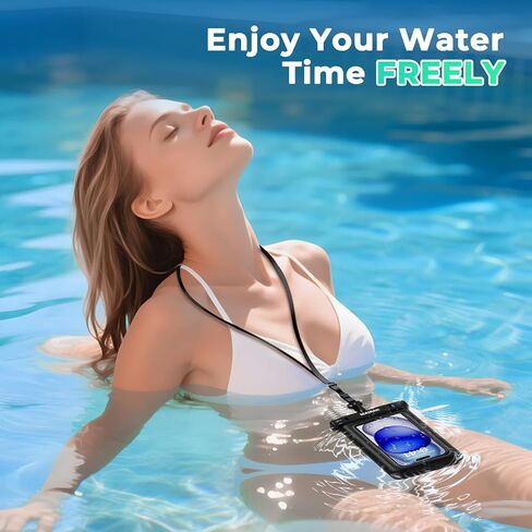 Mairan Floating Pouchproof Phone Pouch 2Pack ، IPX8 Floatable IPX8 مقاوم للماء Case 8.0 "لـ iPhone 16 15 Pro Max Samsung S25 ، أكياس جافة للهاتف المحمول لقضاء العطلات على شاطئ البحر كاياك كروز سفر سفر in Kuwait