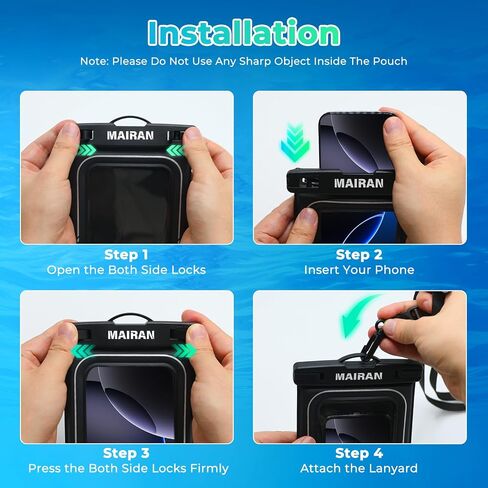 Mairan Floating Pouchproof Phone Pouch 2Pack ، IPX8 Floatable IPX8 مقاوم للماء Case 8.0 "لـ iPhone 16 15 Pro Max Samsung S25 ، أكياس جافة للهاتف المحمول لقضاء العطلات على شاطئ البحر كاياك كروز سفر سفر in Kuwait