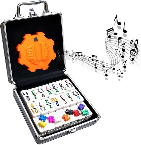 Yinlo Mexican Train Dominoes Set with Sound Effects, Mexican Train Dominoes Game for Travel, 91 Tiles Double12 Colored Dominoes Game Set with Aluminum Case in Kuwait