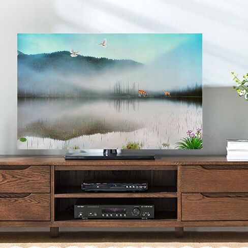 Blue Ink Painting TV Dust Cover Art Boat Cover Cover Cover Cover Cover لجدار سطح المكتب معلق شاشة منحنية تغطية غرفة نوم (الحجم: 45 بوصة (W105XH63 سم) ، اللون: ب) in Saudi Arabia