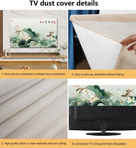 Blue Ink Painting TV Dust Cover Art Boat Cover Cover Cover Cover Cover لجدار سطح المكتب معلق شاشة منحنية تغطية غرفة نوم (الحجم: 45 بوصة (W105XH63 سم) ، اللون: ب) in Saudi Arabia
