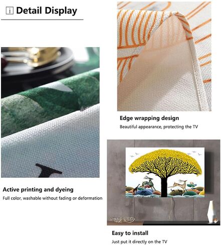 Blue Ink Painting TV Dust Cover Art Boat Cover Cover Cover Cover Cover لجدار سطح المكتب معلق شاشة منحنية تغطية غرفة نوم (الحجم: 45 بوصة (W105XH63 سم) ، اللون: ب) in Saudi Arabia
