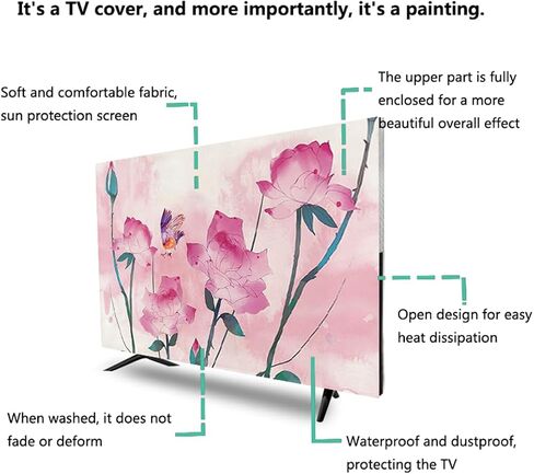 Blue Ink Painting TV Dust Cover Art Boat Cover Cover Cover Cover Cover لجدار سطح المكتب معلق شاشة منحنية تغطية غرفة نوم (الحجم: 45 بوصة (W105XH63 سم) ، اللون: ب) in Saudi Arabia
